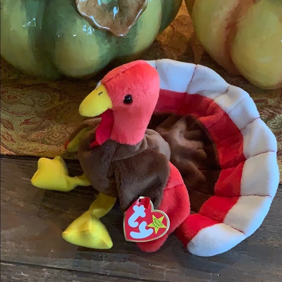 TY Rare Thanksgiving Gobbles Beanie Baby Turkey Stuffed Toy (new) - Picture 2 of 8